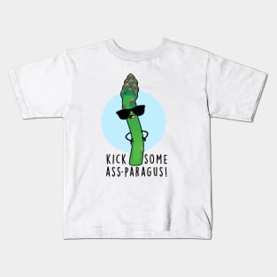 Kick Some Ass-paragus Cute Veggie Asparagus Pun Kids T-Shirt